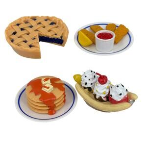 Battat Diner Food for Doll Toy Lot 4 Blueberry Pie Pancake Fish Banana Split OG